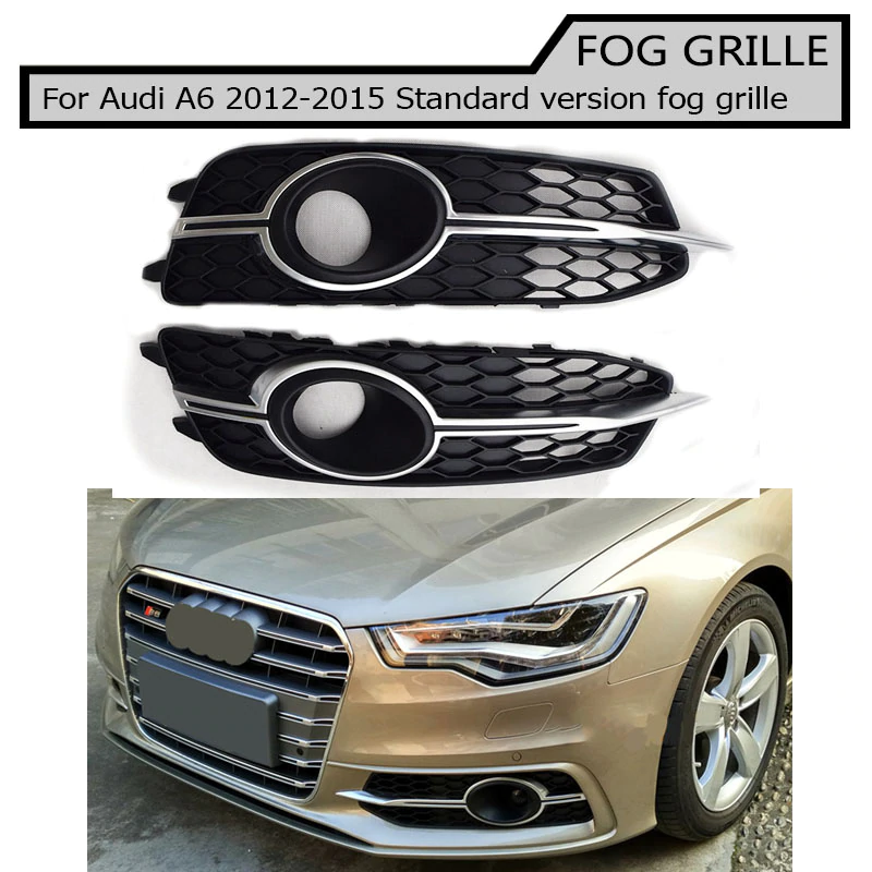 A6 Black Front Fog Grill Grille For Audi A6  Hatchback 2013-2016 CAR STYLING