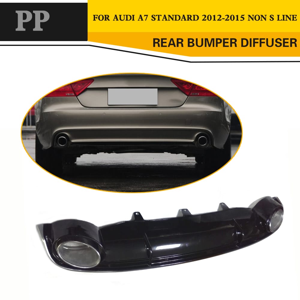 Auto Car Styling PP Rear Bumper Lip Diffuser with Exhaust Tips For Audi A7 Htachback 4-Door 2012-2015